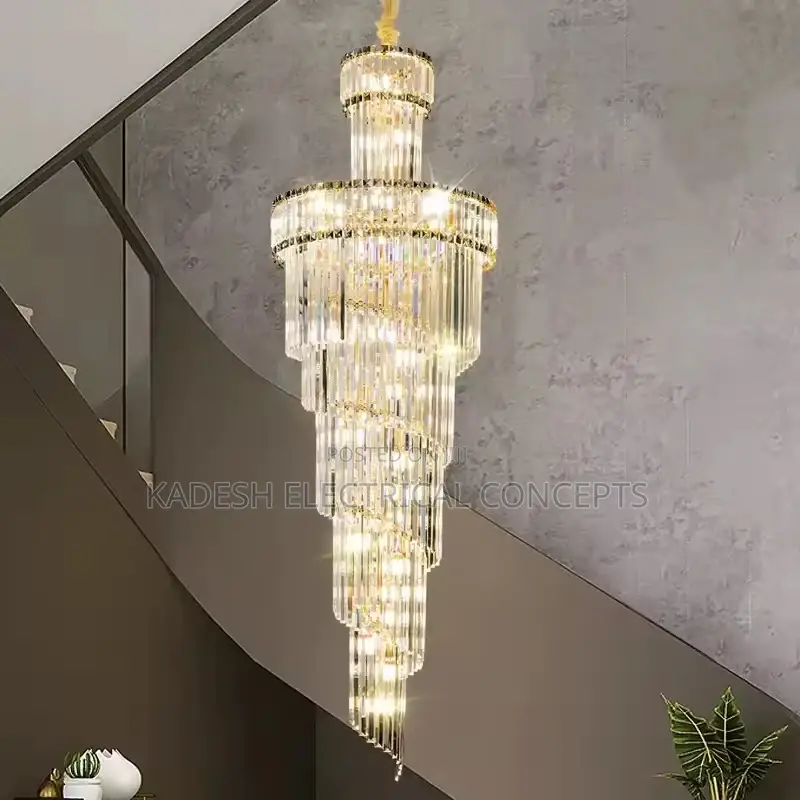 Modern Loft Crystal Lamp Long Chandelier Long Staircase Crystal