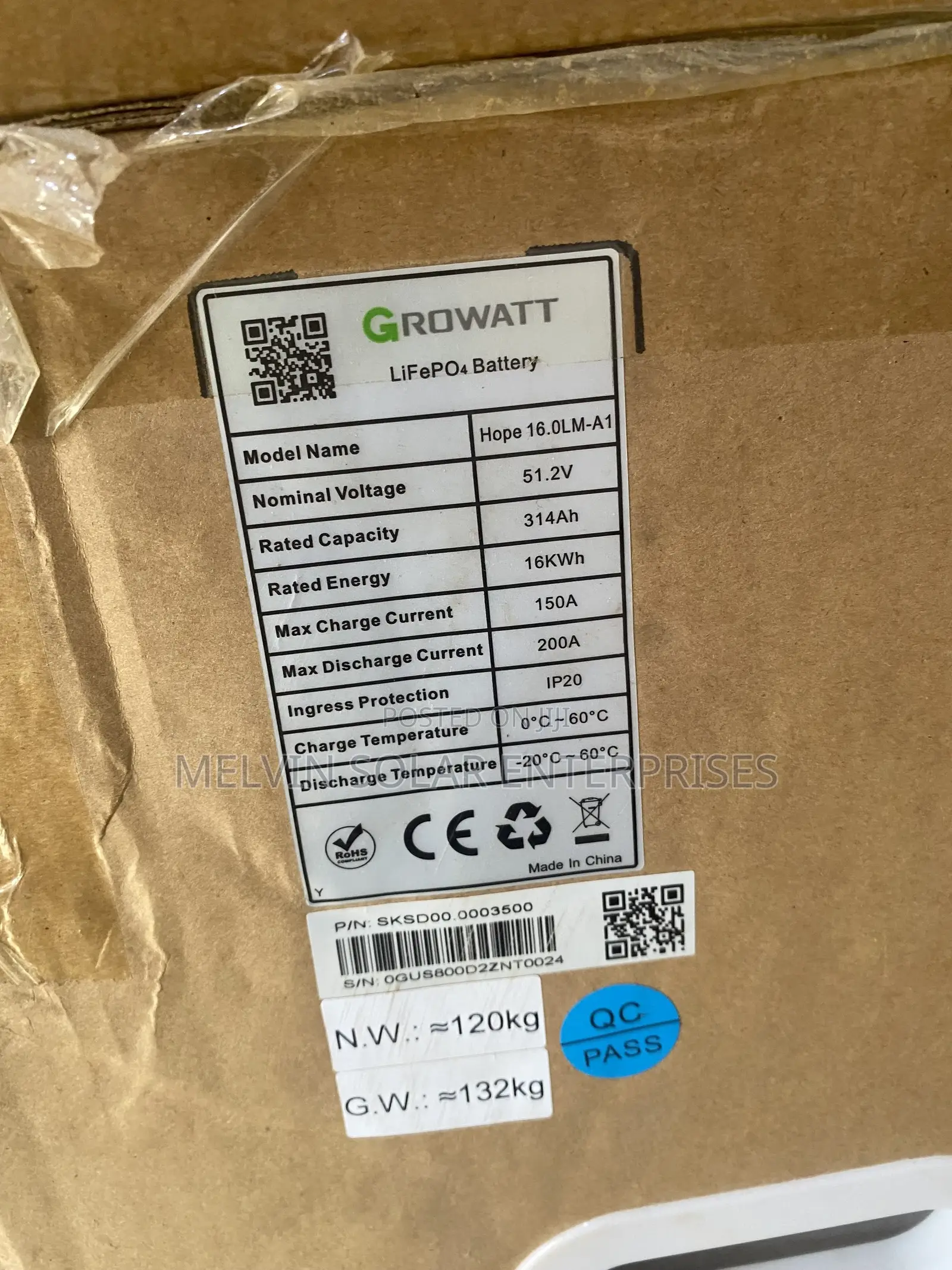 16kwh 51.2v Growatt Solar Lithium Ion Phosphate Batteries Available