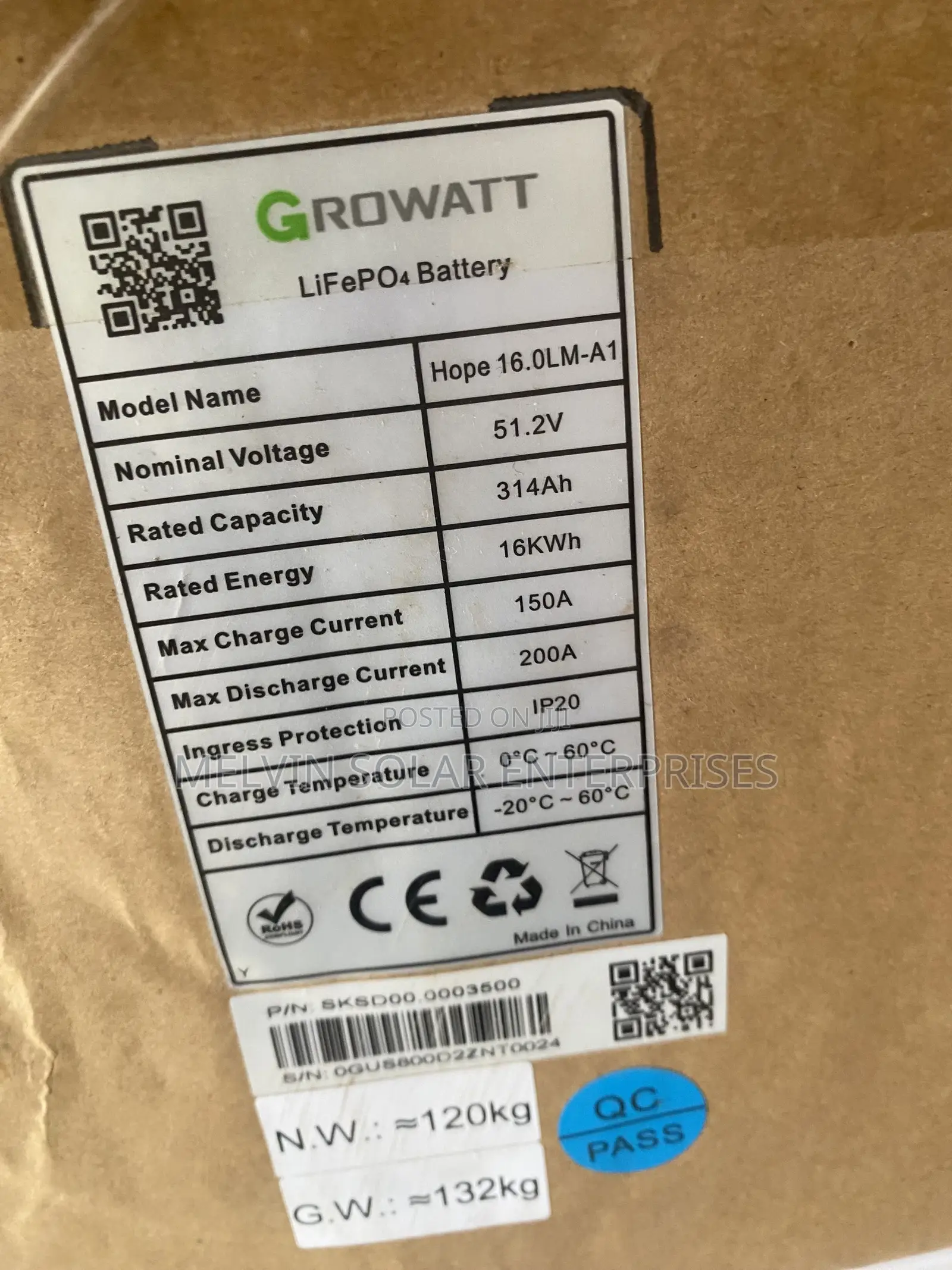 16kwh 51.2v Growatt Solar Lithium Ion Phosphate Batteries Available