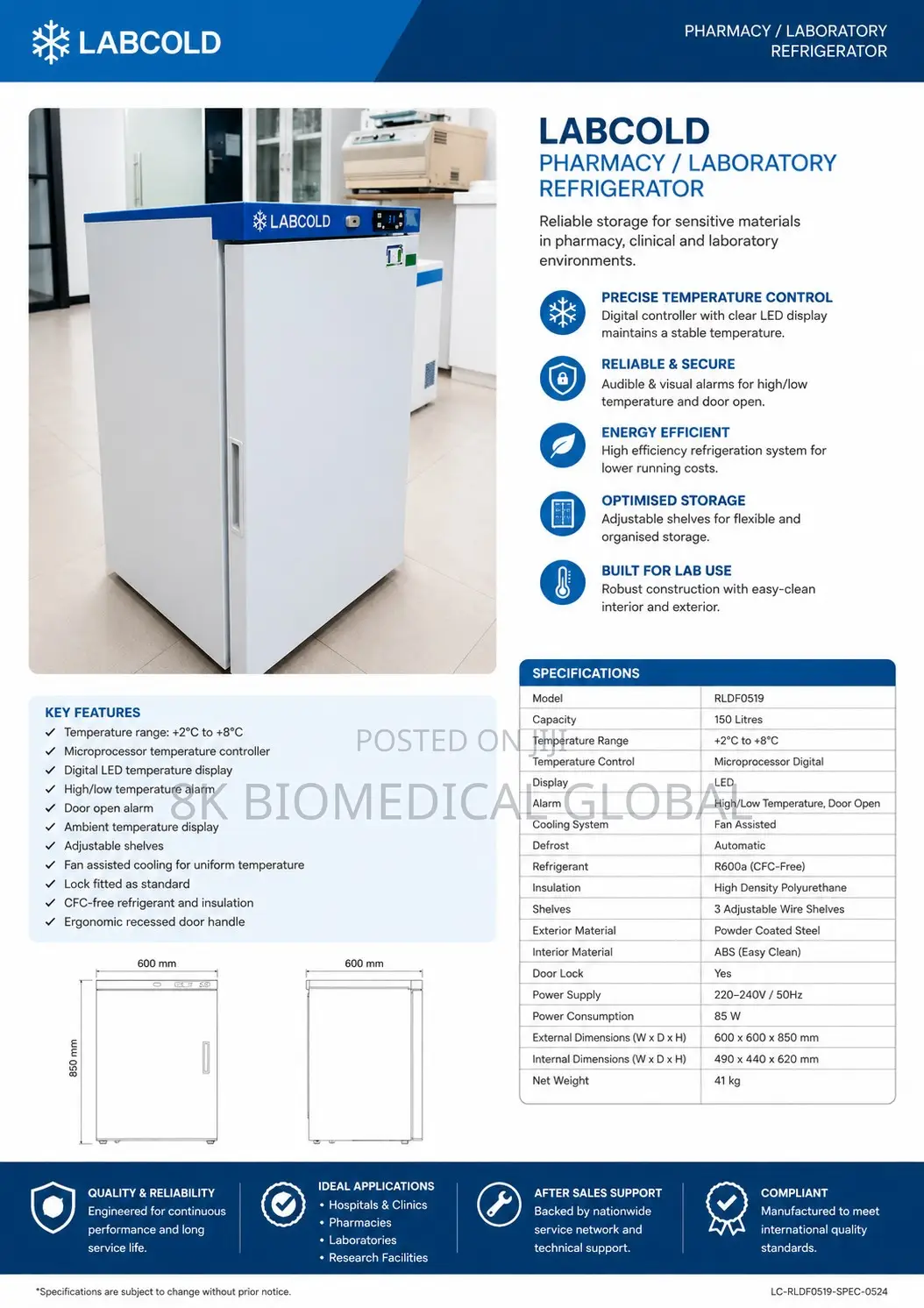 Uk Used Labcold Pharmacy / Laboratory Refrigerator