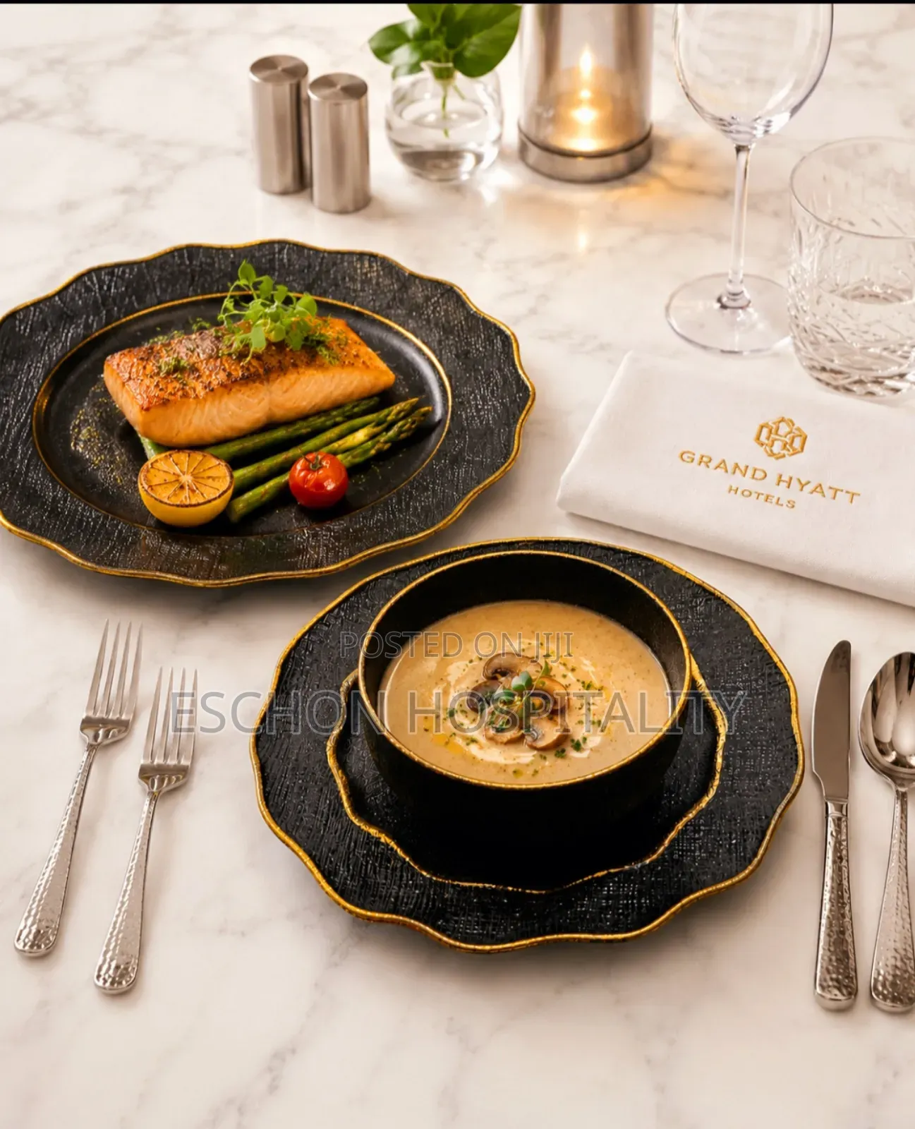 Midnight Elegance Ceramic Dinner Plates