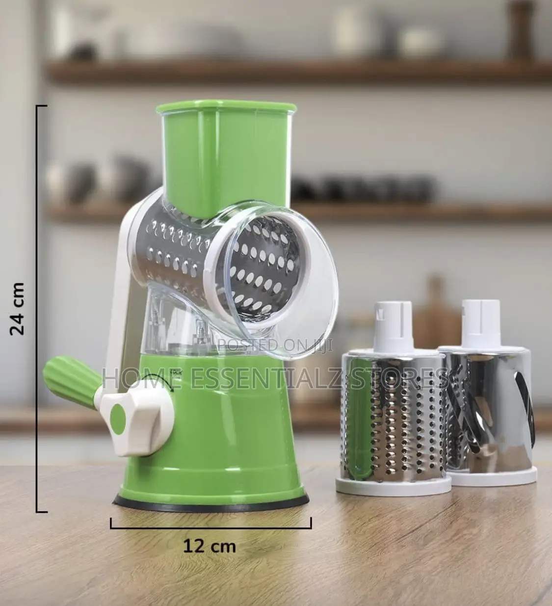 3-in-1 Manual Rotary Vegetable Slicer Grater - Table Top Drum Grater