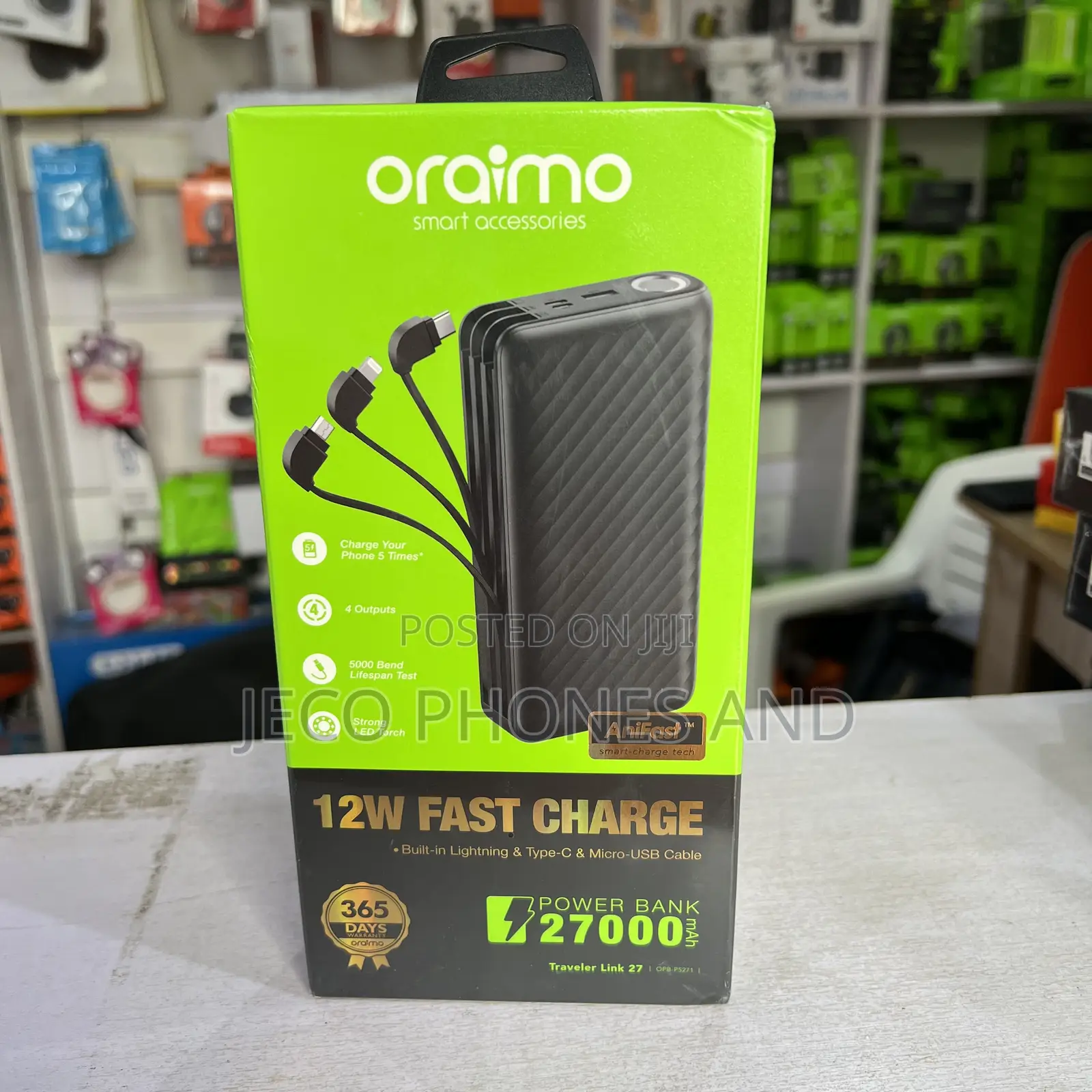 Oraimo 27000 Mah With Attached Cable