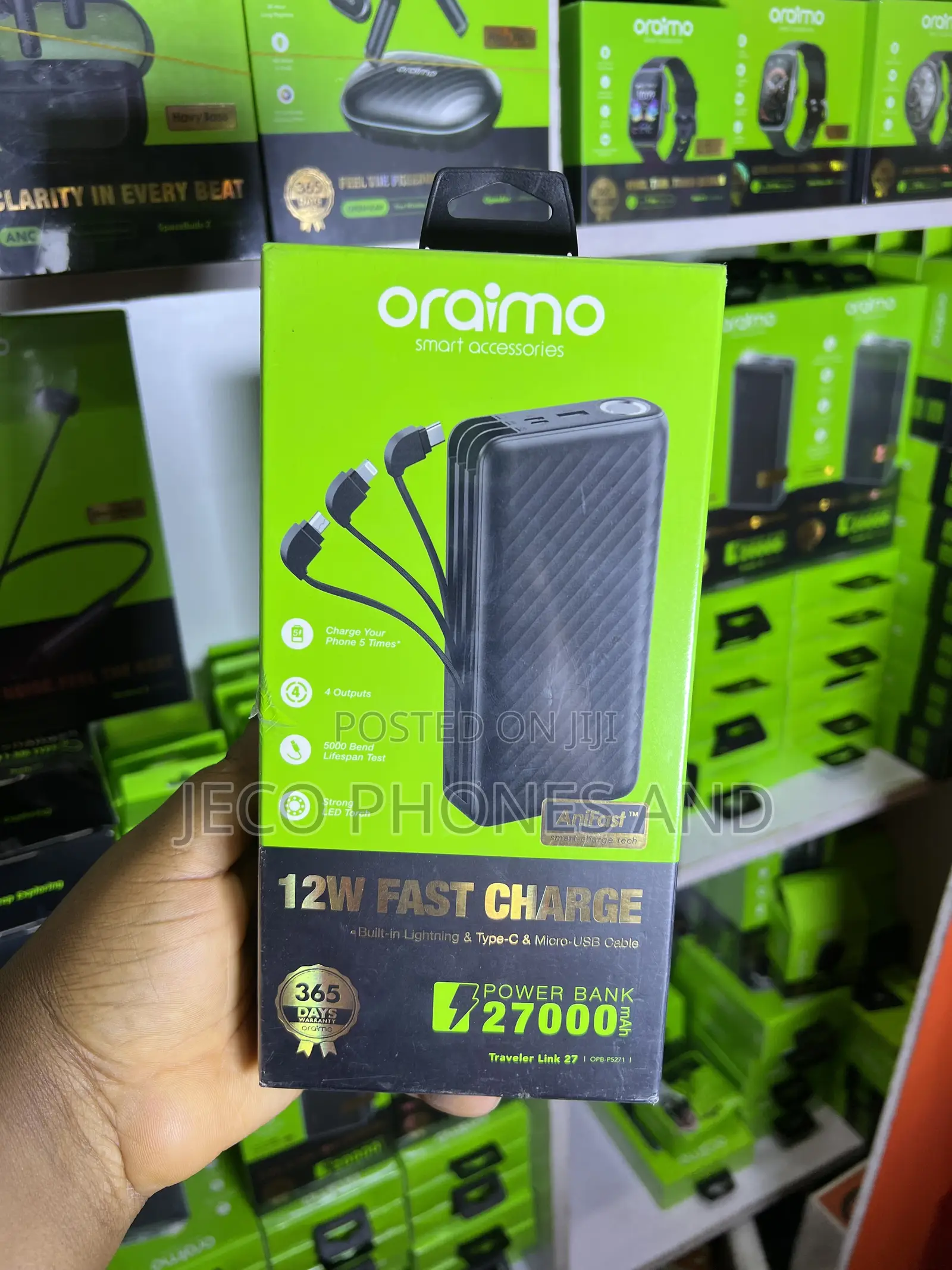 Oraimo 27000 Mah With Attached Cable