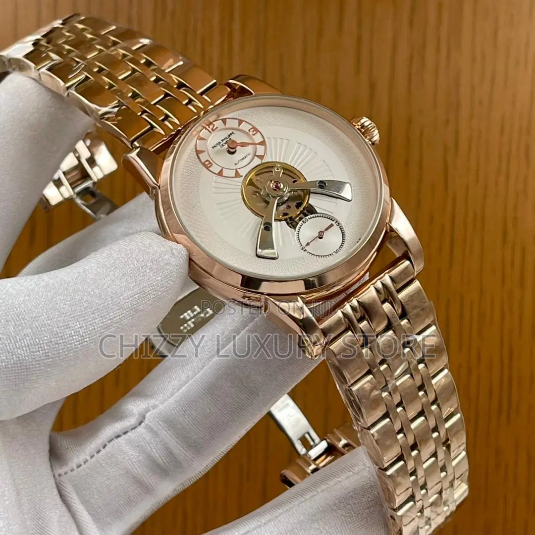 Patek Philippe Quality Luxury Men Chronograph Chain Strap Wristwatch