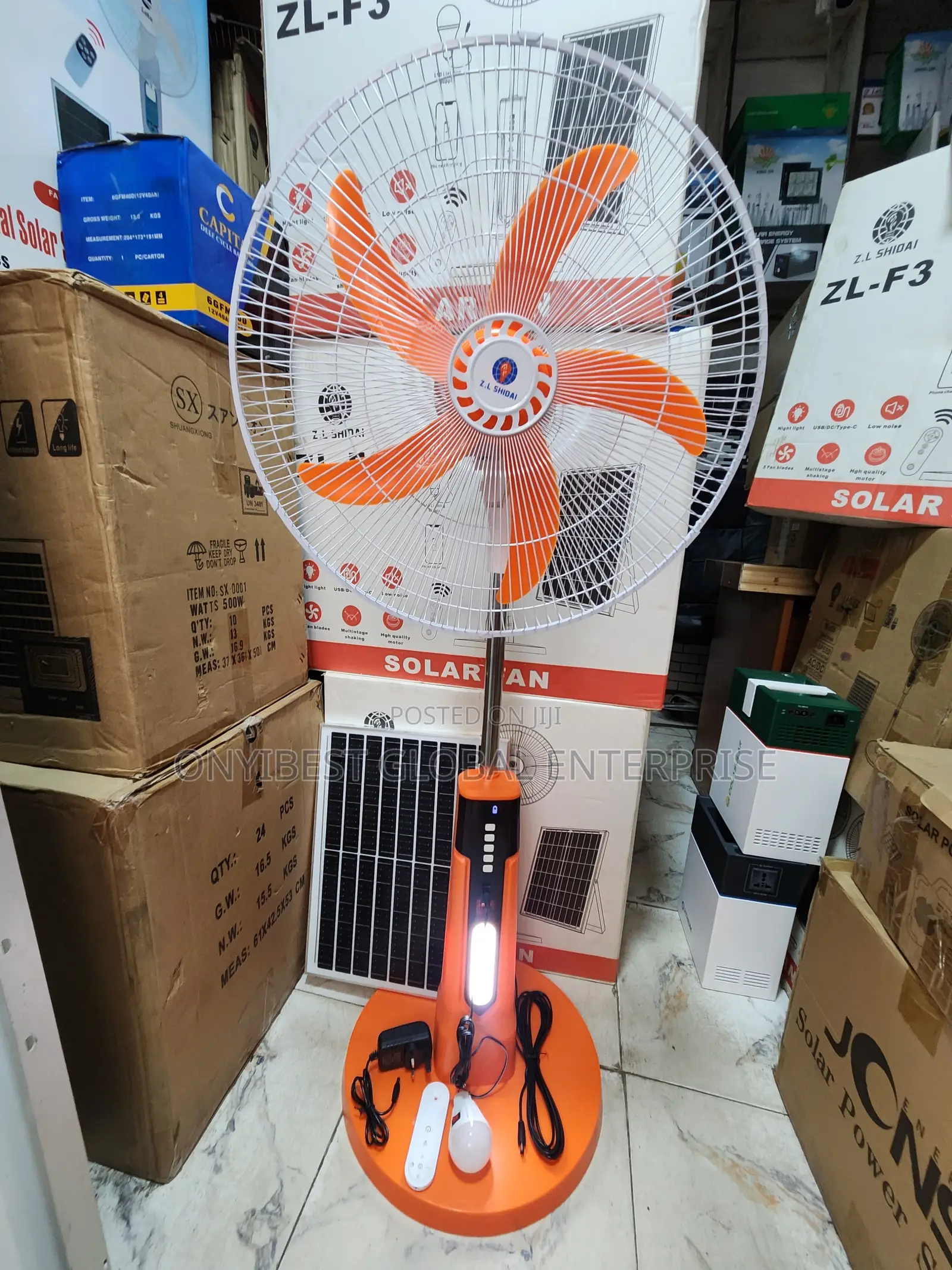 ZDL Shadia Solar Rechargeable Fan Comes With Panel and Bulb Adapter