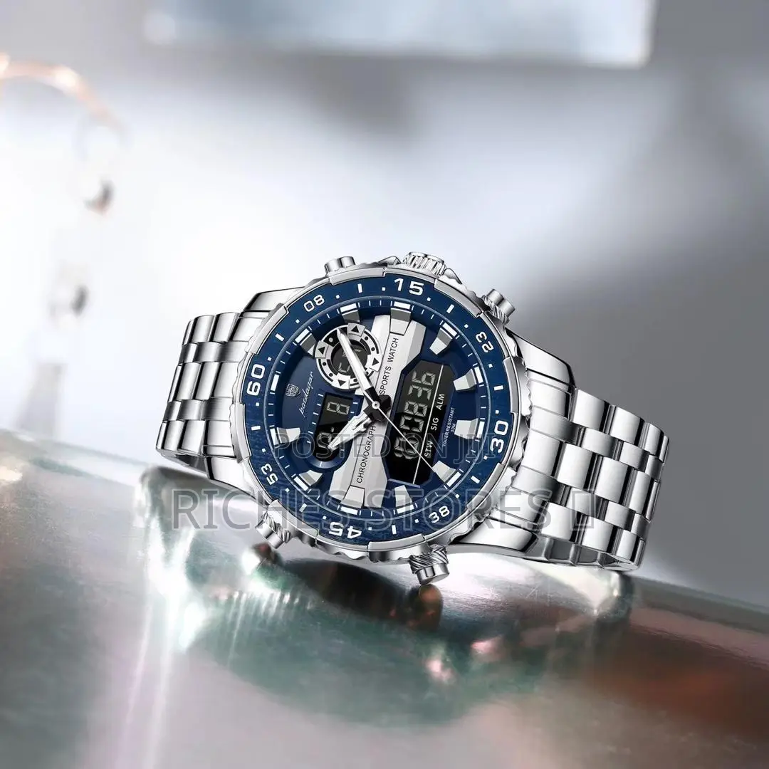 Poedagar Chain Digital and Analog Waterproof Watch