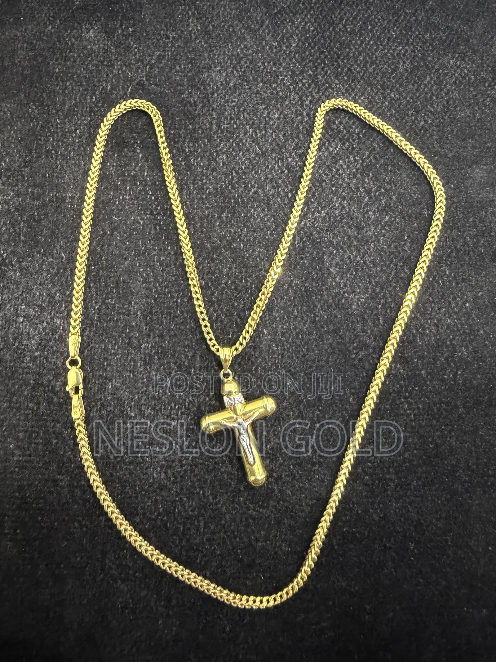 Italy 750 Tested 18karat Gold Franco Design With Crucifix