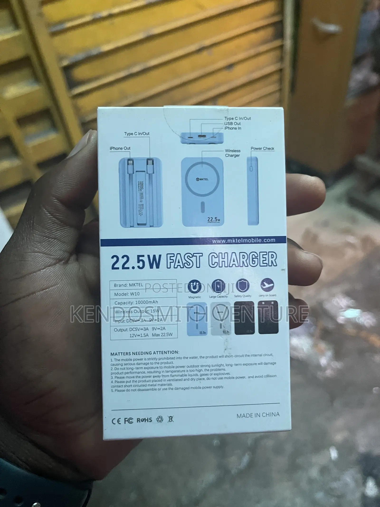 Mktel W10 10000mah Wireless Power Bank 22.5w Fast Charger