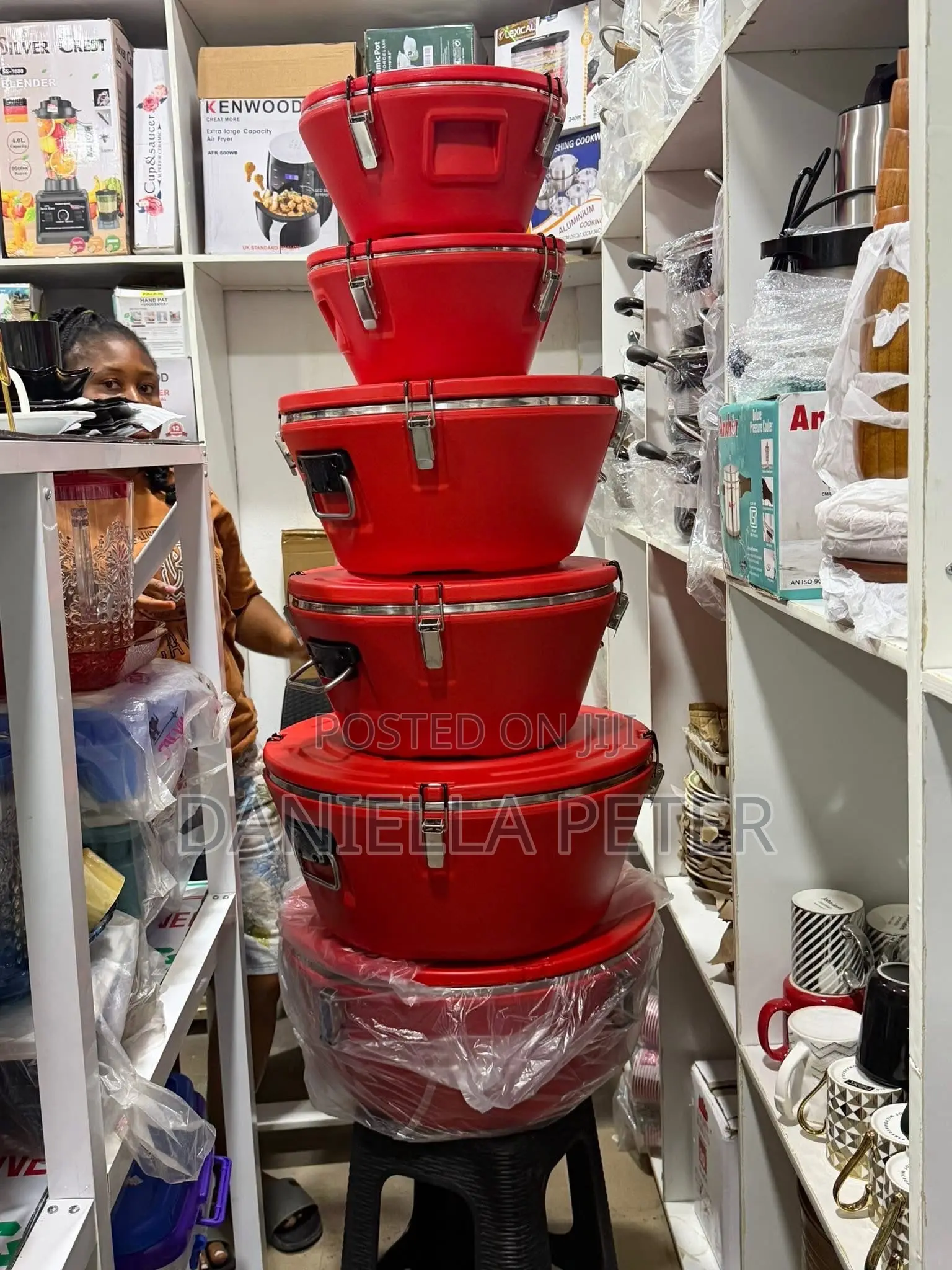 Elegant Red Insulated Food Warmer Set
