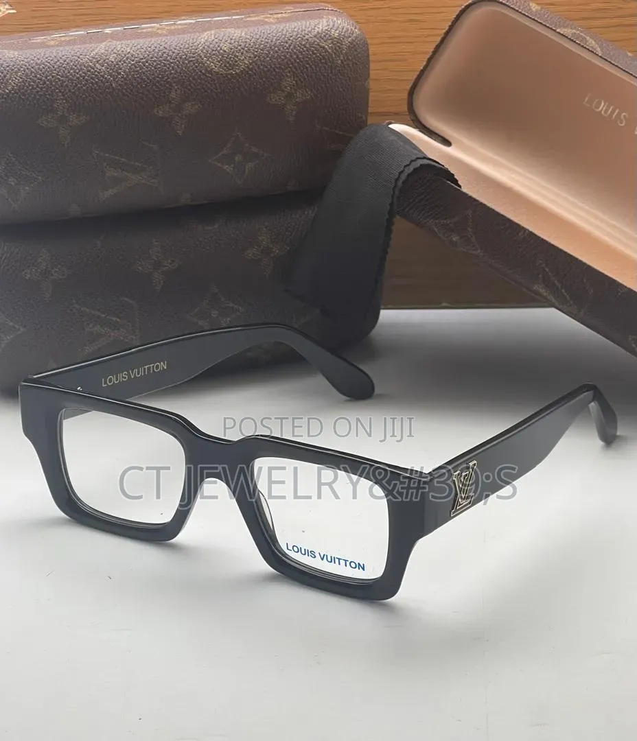 Statement Black Frame Glasses Lv Luxury Look,Unisex With Monogram Case