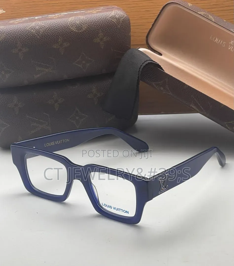 Statement Black Frame Glasses Lv Luxury Look,Unisex With Monogram Case