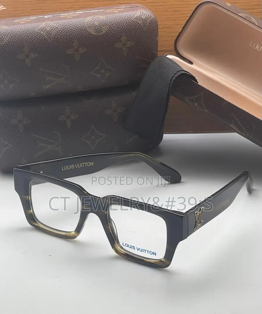 Statement Black Frame Glasses Lv Luxury Look,Unisex With Monogram Case