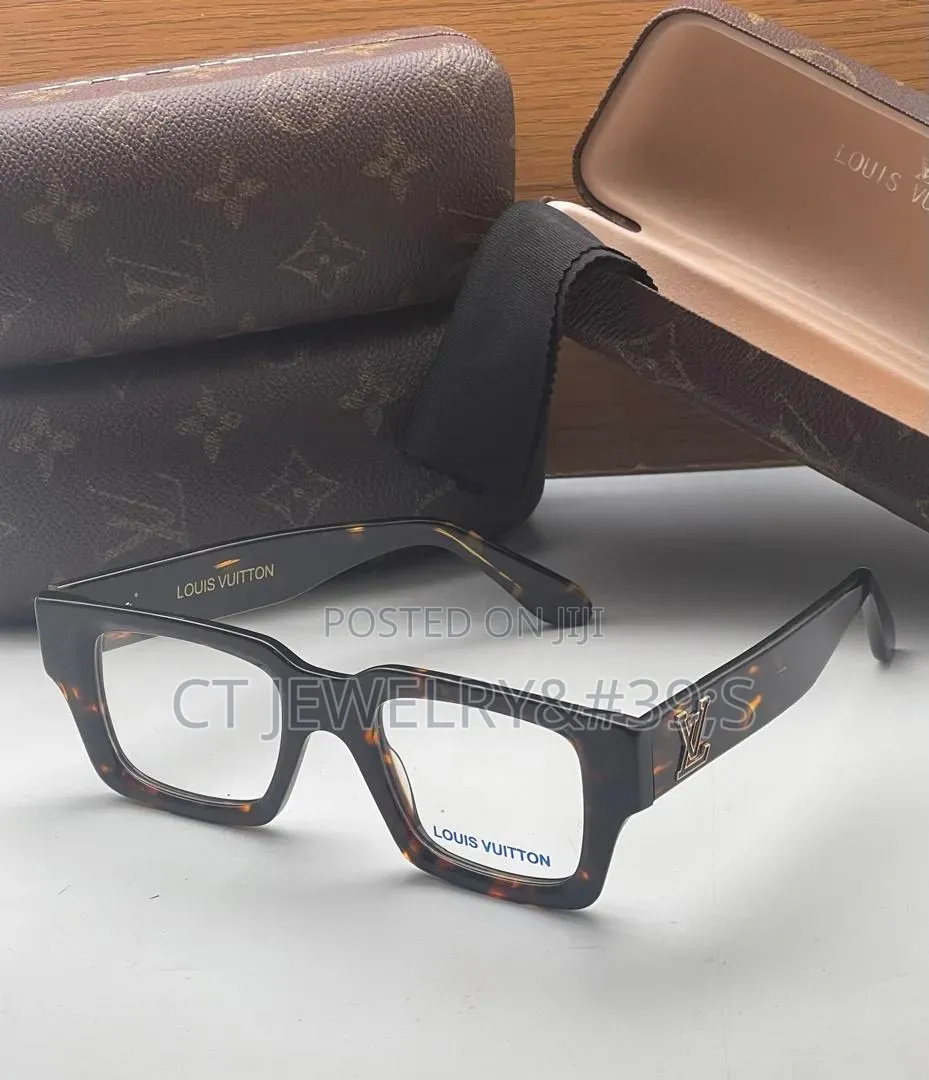 Statement Black Frame Glasses Lv Luxury Look,Unisex With Monogram Case