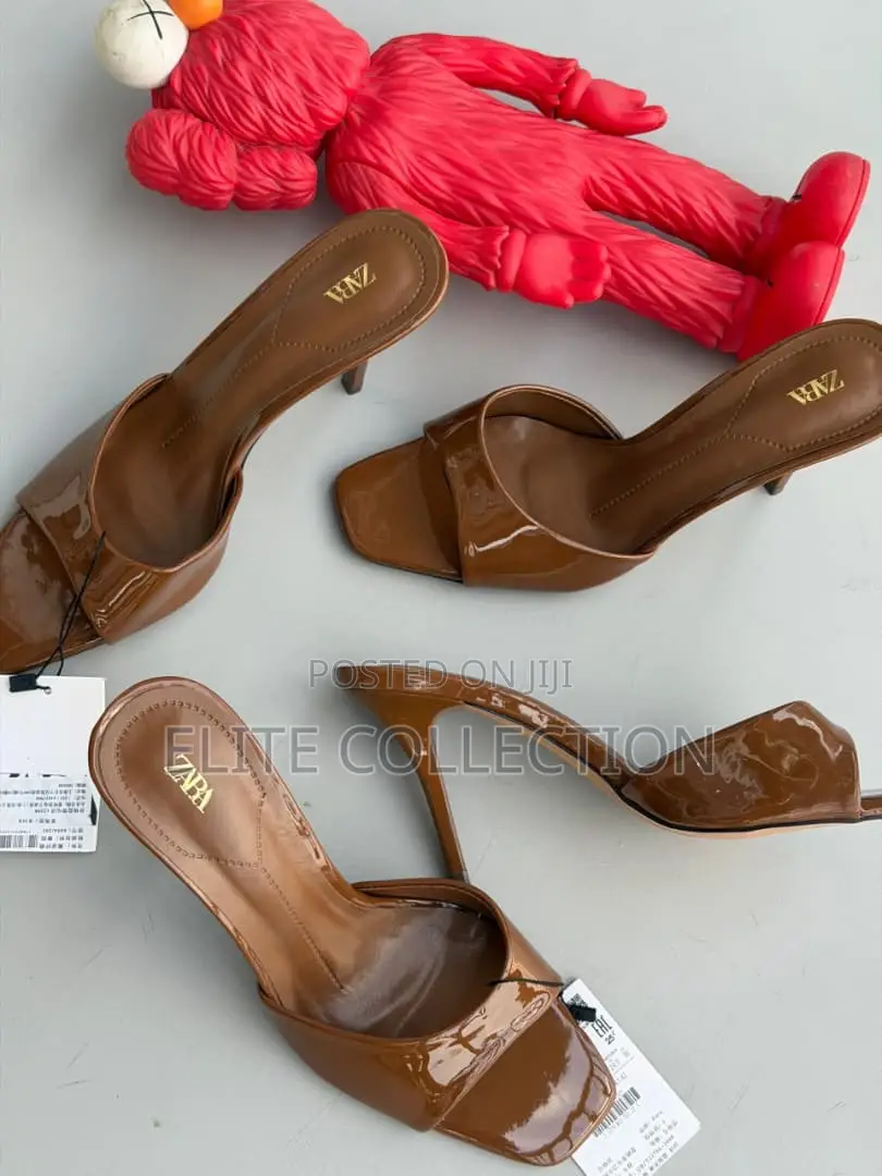 Luxury Patent Open Toe Slip on Heels Size:37-42 Colour:Black and Brown