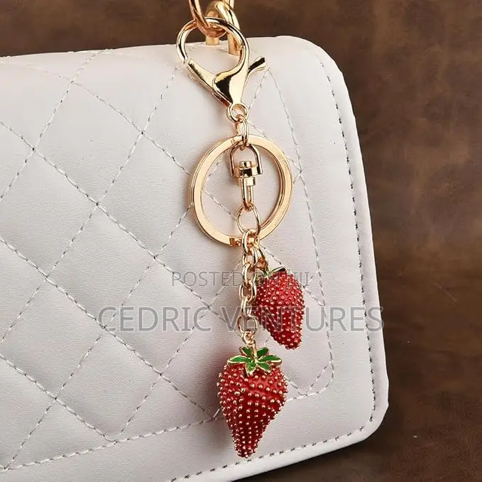 Strawberry Cherry Apple Charm Keychain for Women - 2pcs