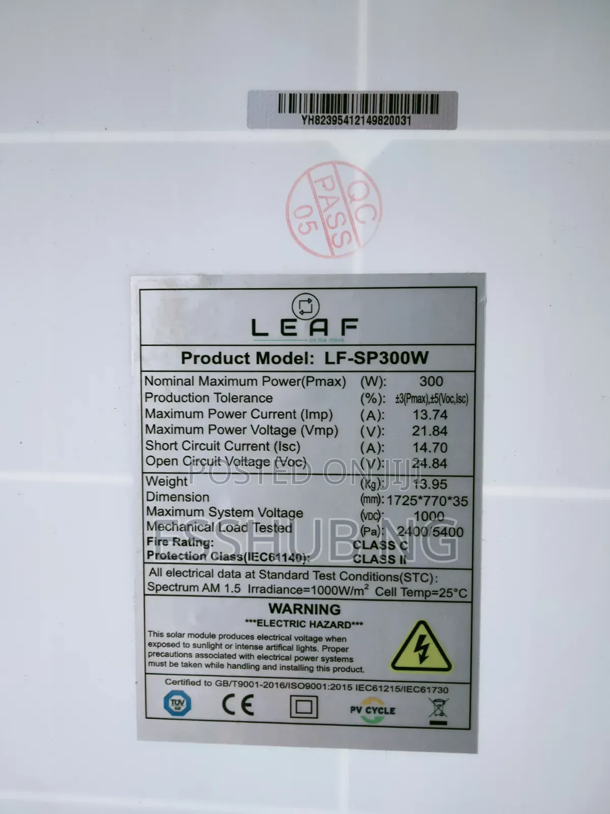 300w Leaf Mono Solar Panel