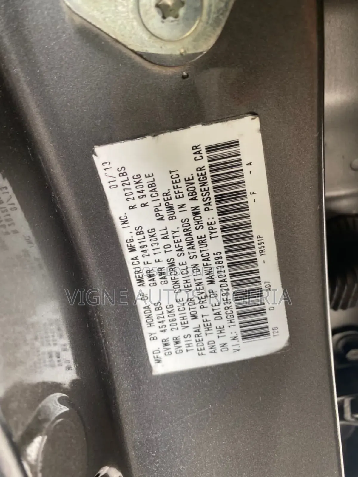 Honda Accord EX-L V-6 4dr Sedan FWD (3.5L 6cyl 6A) 2013 Gray