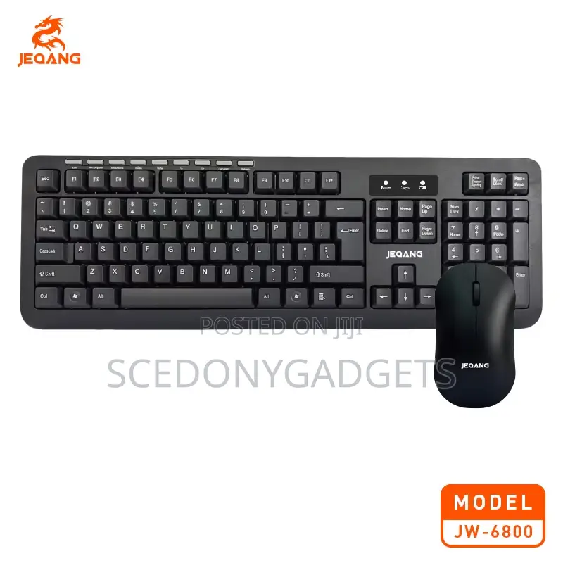 Jeqang Jw-6800 Full Size 104 Keys Ergonomic Wireless Keyboard Mouse