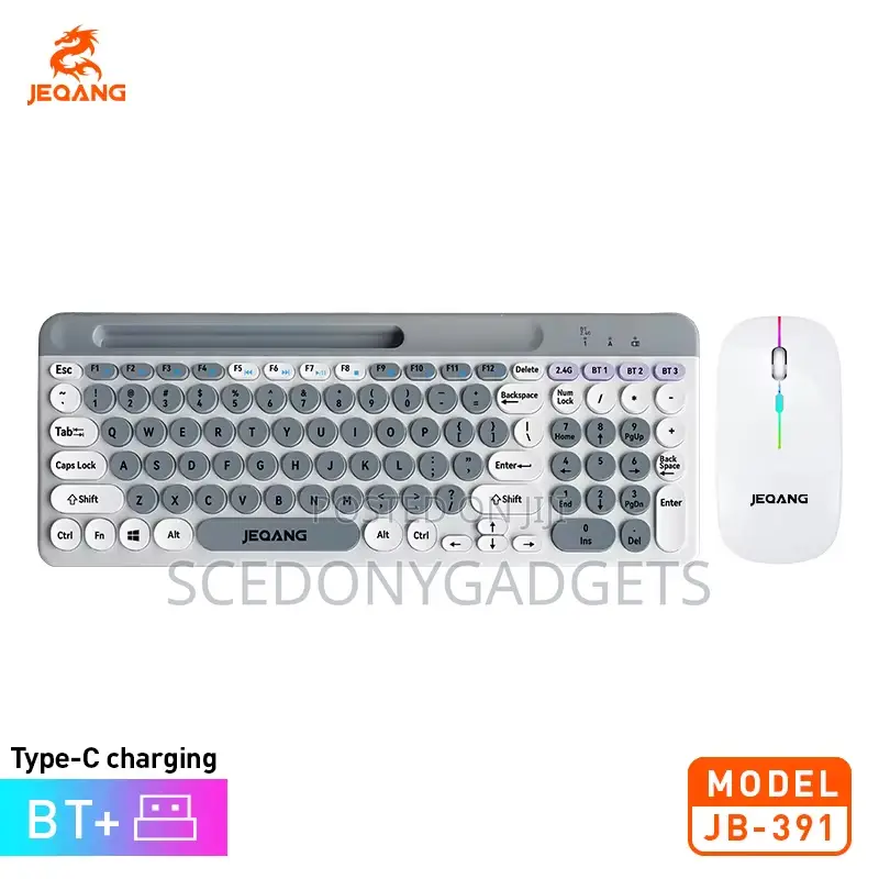 Jeqang Jb-391 Ergonomic Wireless Keyboard Mouse Combo Dual-Mode Bt