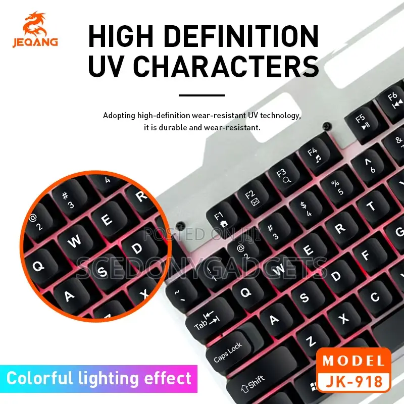 Jeqang-918 New Wired Plug Play Optical Sensor 3-RGB Backlit Keyboard
