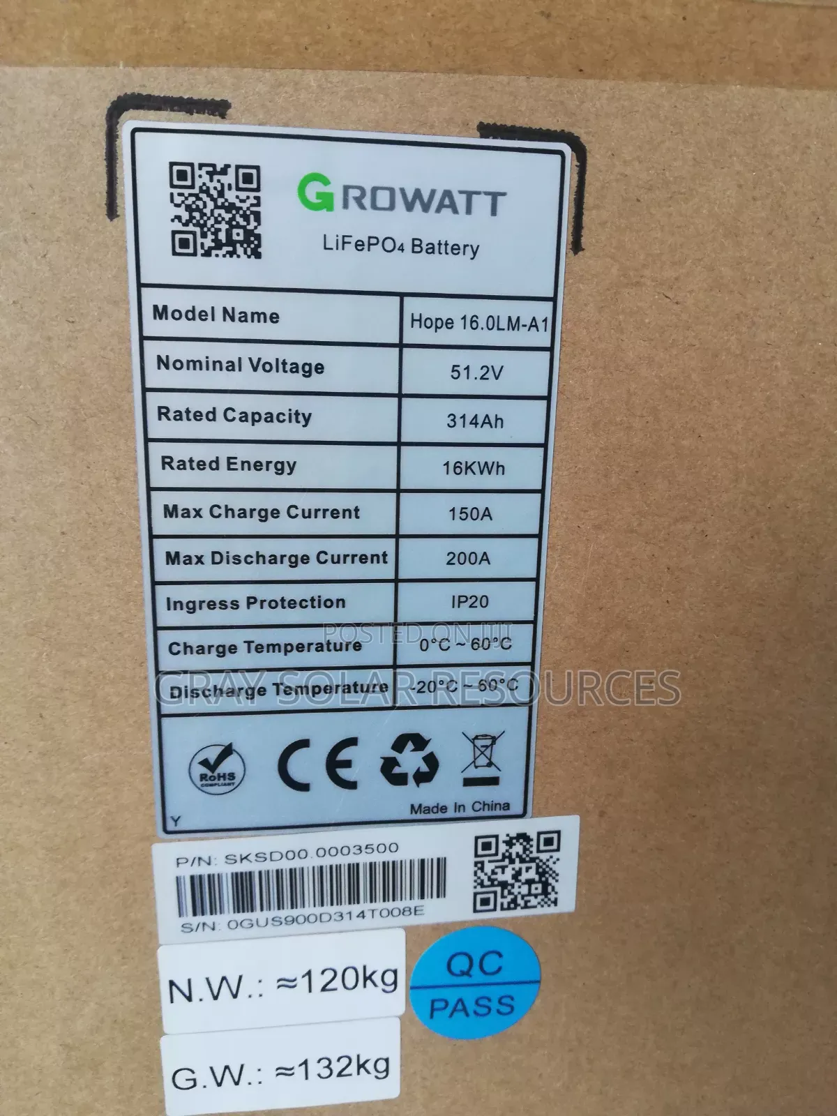 Growatt 16kwh 51.2v Lithium Battery
