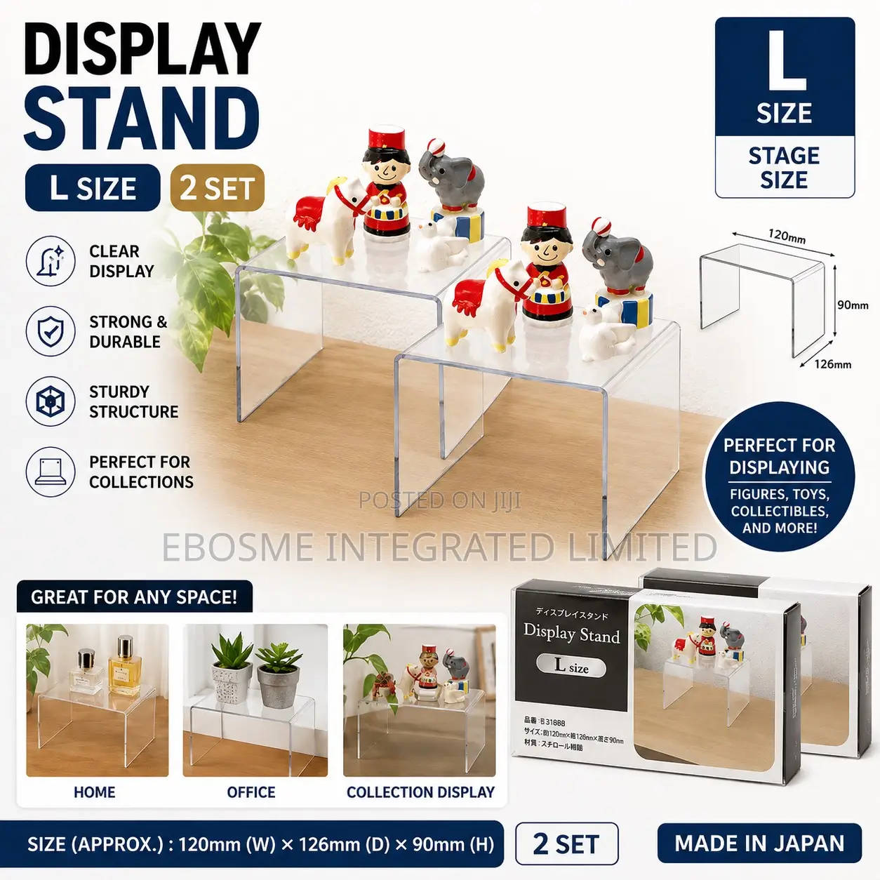 Transparent Acrylic Display Stand – L Size (2 Set)