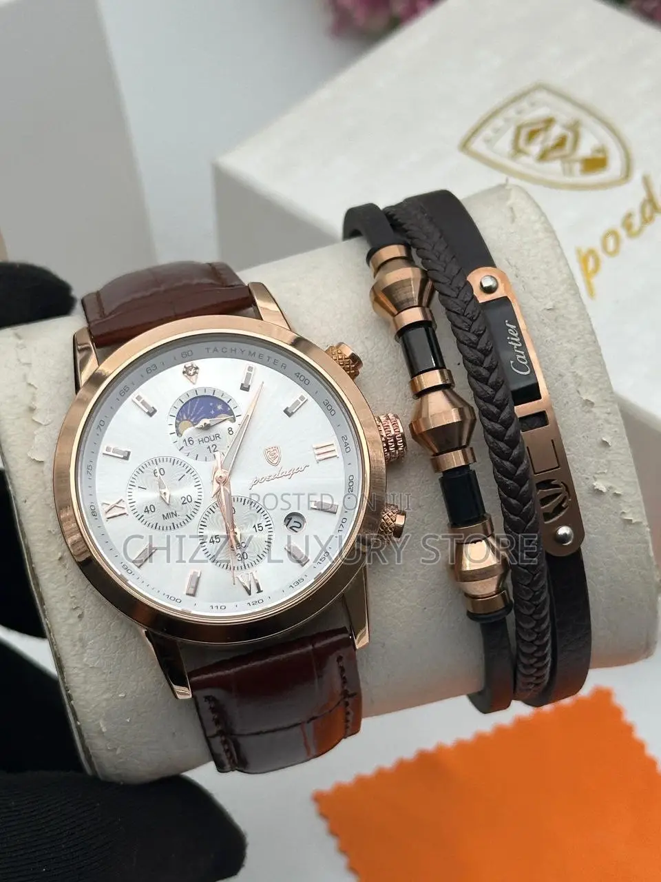 Poedagar Quality Men Genuine Leather Wristwatch