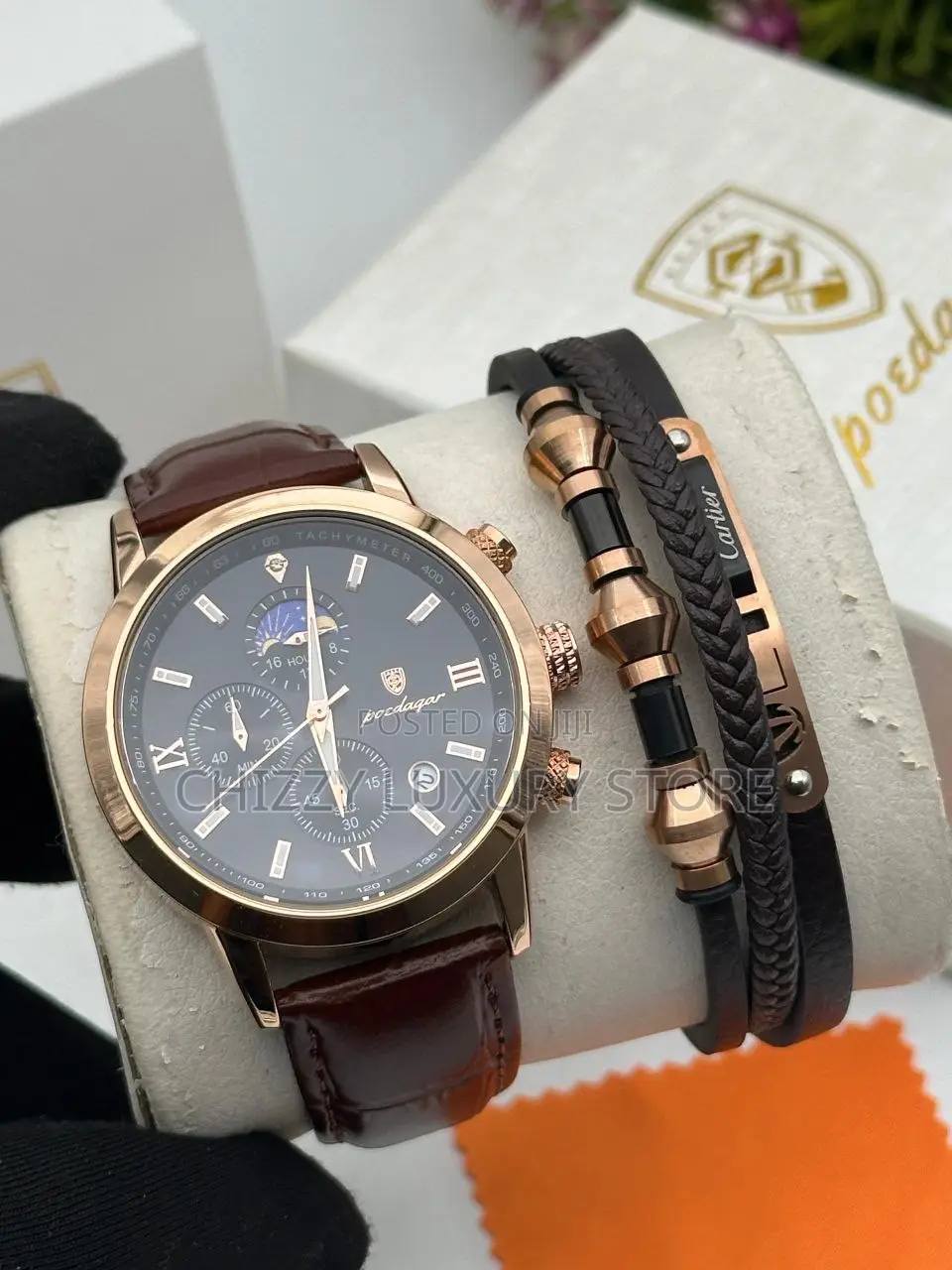 Poedagar Quality Men Genuine Leather Wristwatch