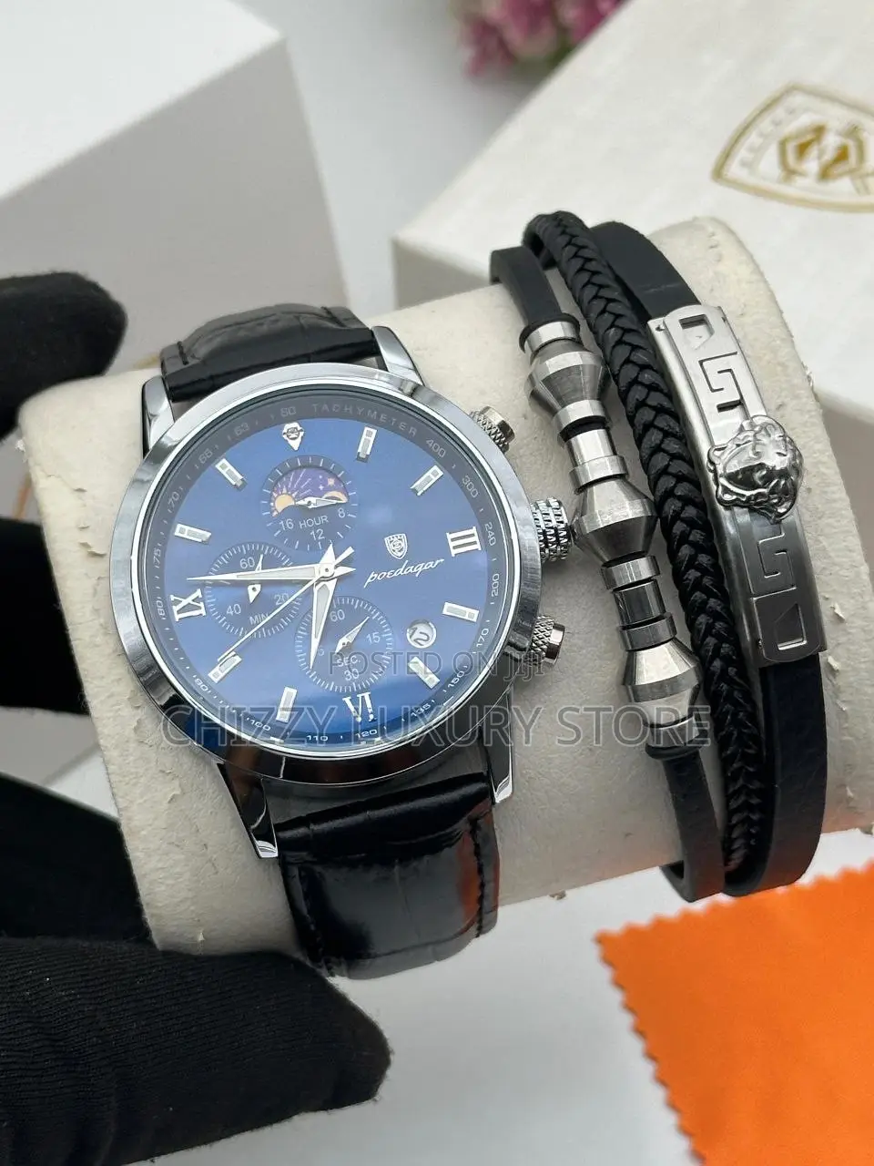 Poedagar Quality Men Genuine Leather Wristwatch