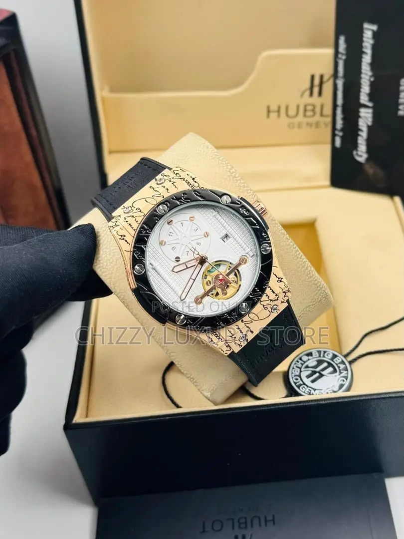 Hublot Quality Men Genuine Leather Wristwatch