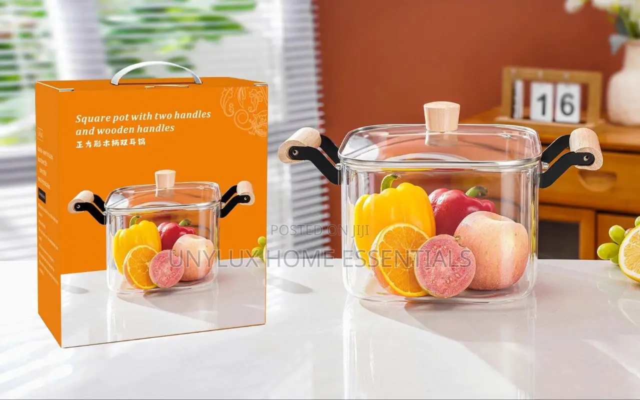 6.5l Squared Shaped Transparent Borosilicate Glass Pot