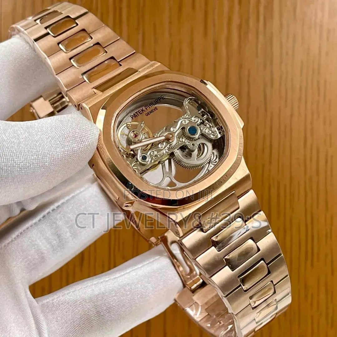 Luxury Patek Philippe Rose Gold Skeleton Watchmechanical, Full Steel