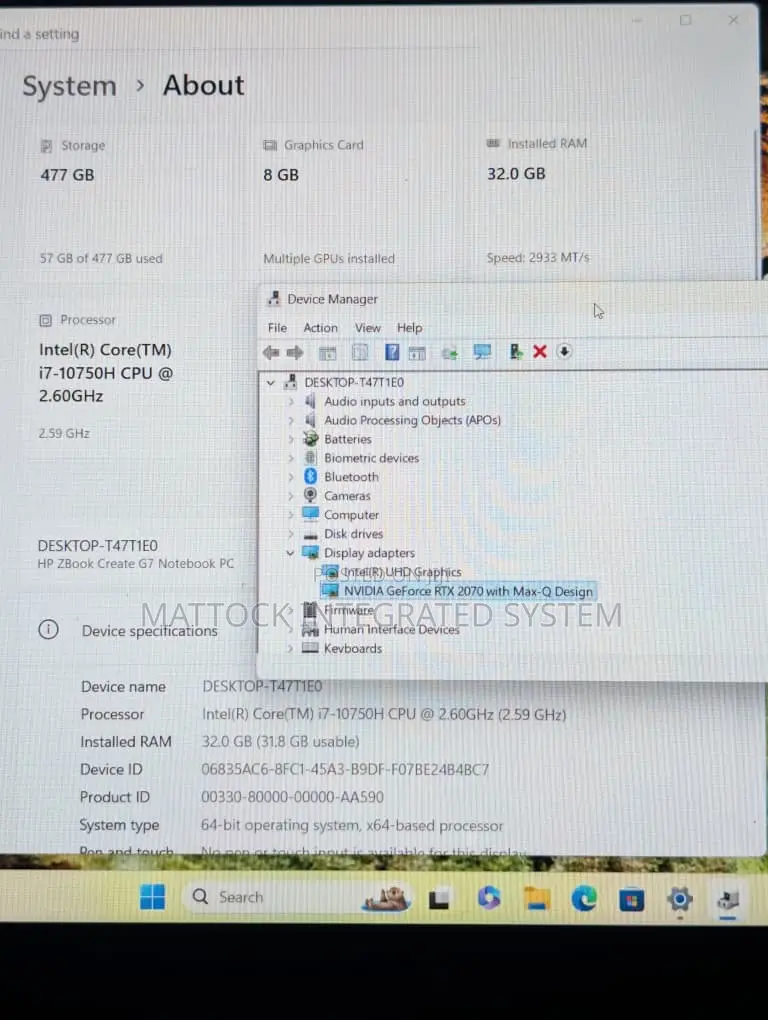 Laptop HP ZBook Create G7 32GB Intel Core i7 SSD 512GB