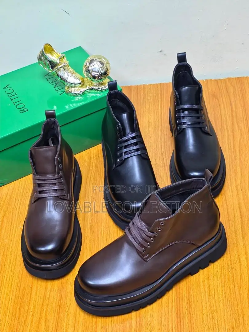 Bottega Veneta Mid Combat Lug Derby Shoes for Men