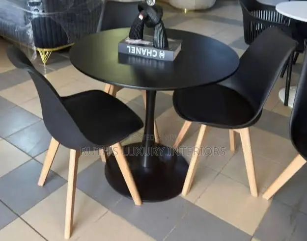 Modern Round Dining Table With 2 Padded Chairs Furniture