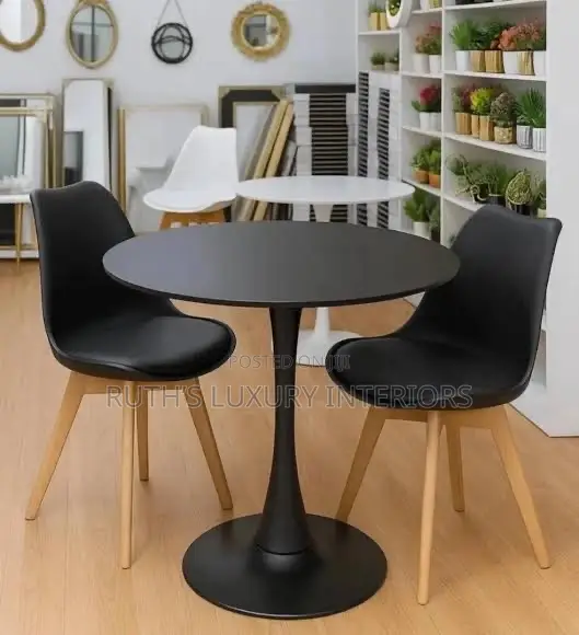 Modern Round Dining Table With 2 Padded Chairs Furniture