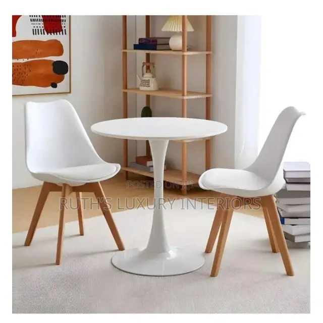 Modern Round Dining Table With 2 Padded Chairs Furniture