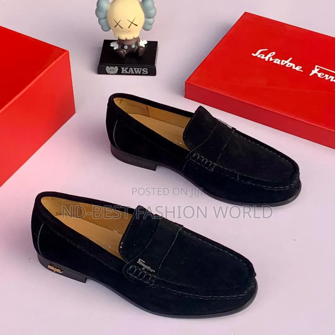 Black Suede Ferragamo Shoes