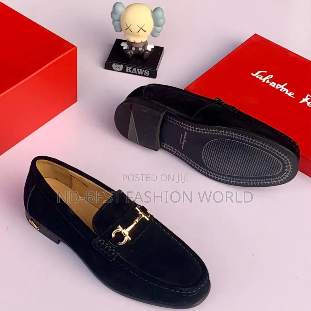 Black Suede Ferragamo Shoes