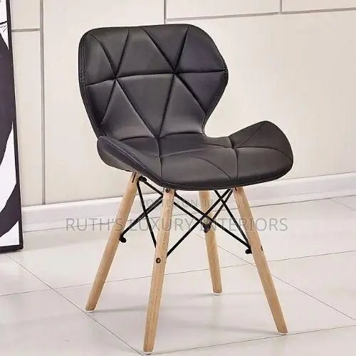 Leather Dining Chair With Wooden Legs, Different Colors Available