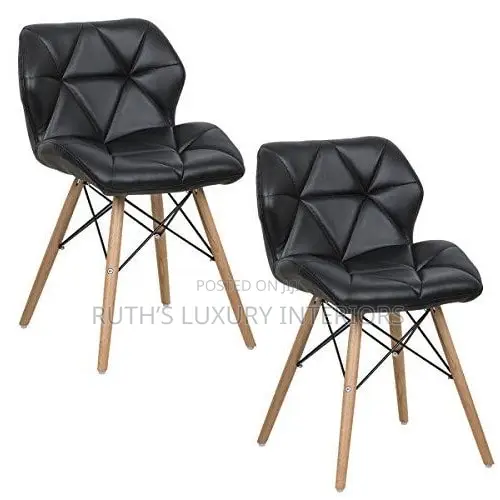 Set of 2 Wooden Leg Leather Dining Chair Furniture