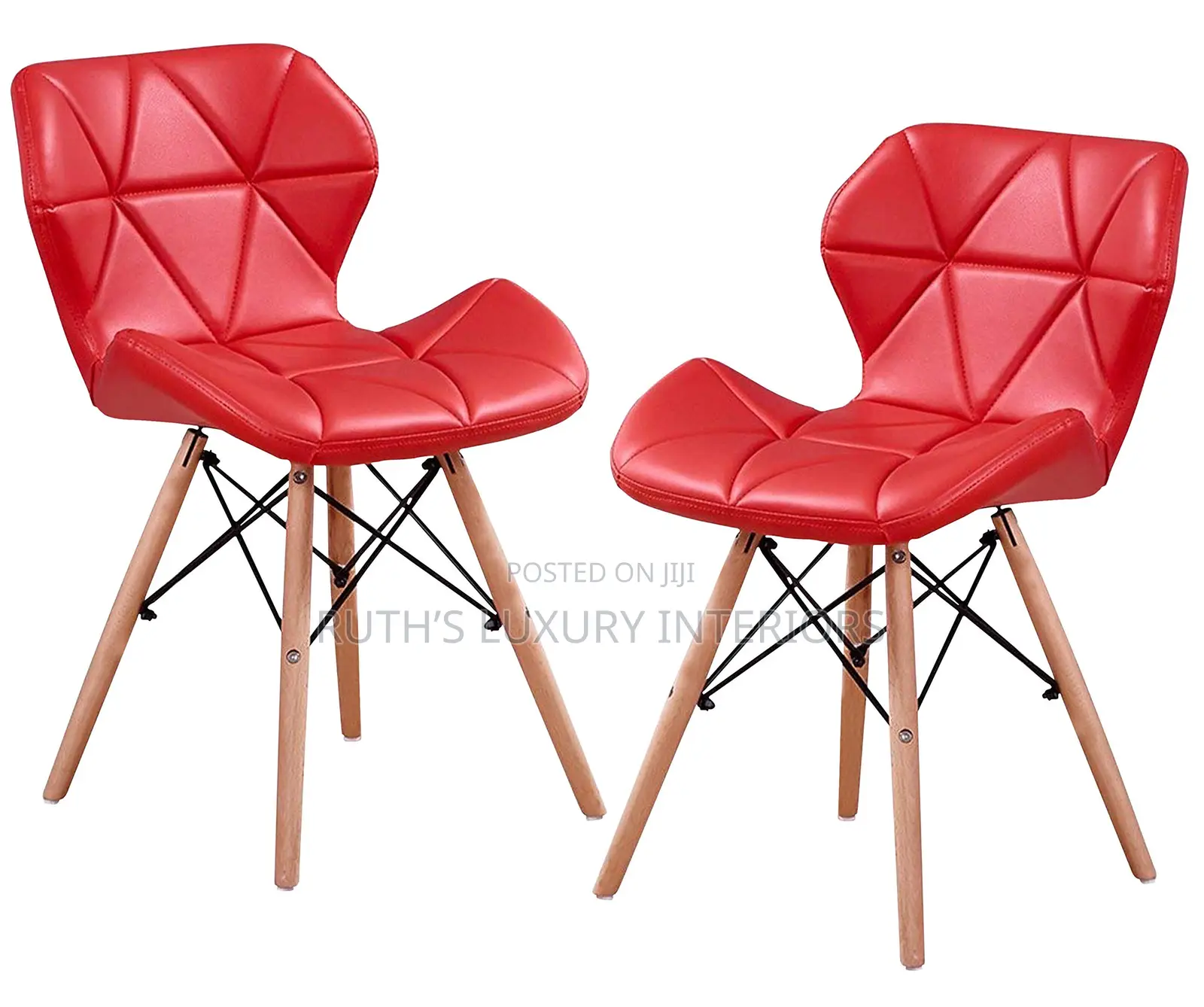 Set of 2 Wooden Leg Leather Dining Chair Furniture