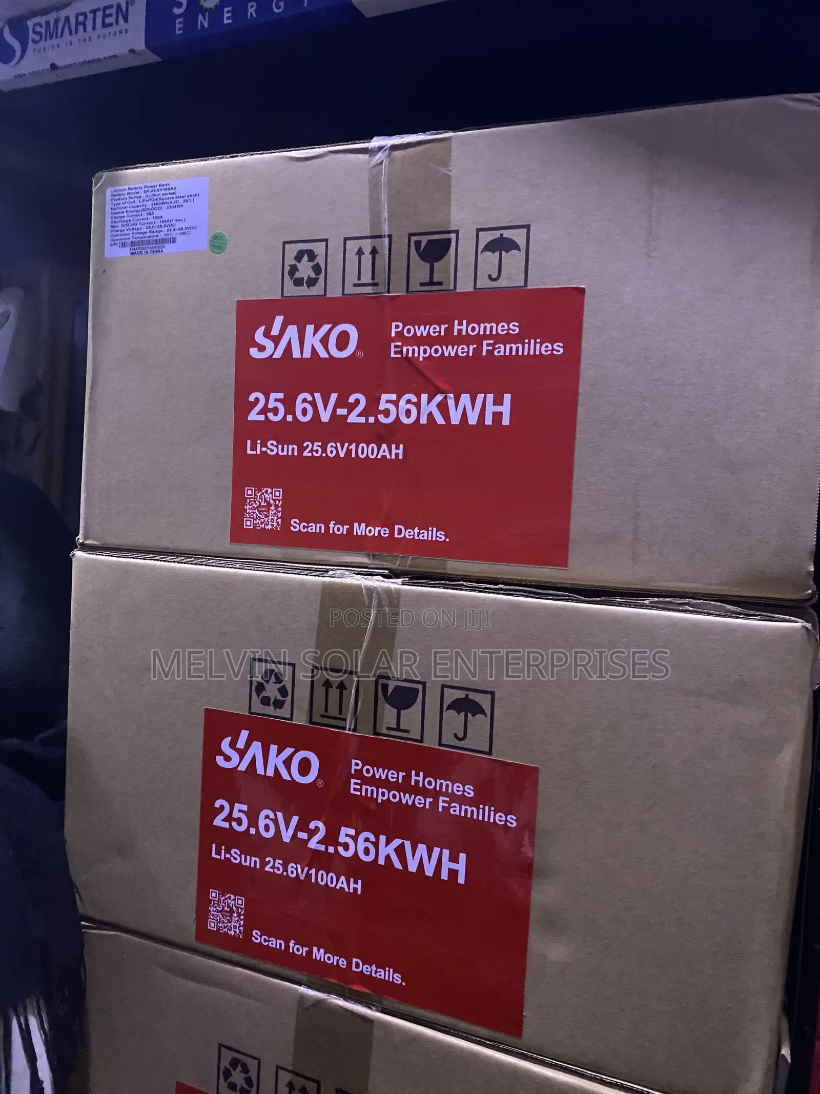 2.56kwh 25.6v Sako Solar Lithium Ion Phosphate Batteries Available.