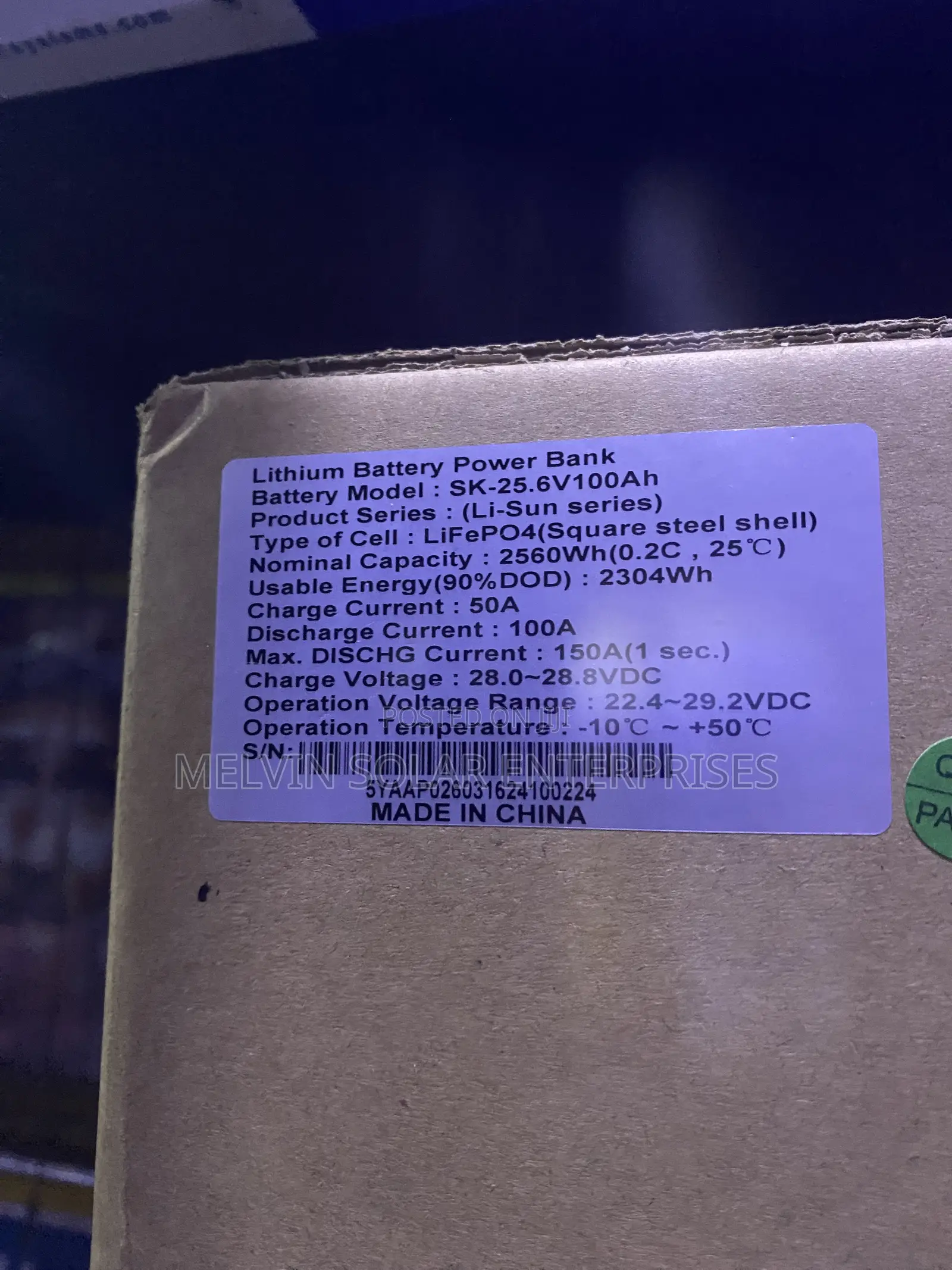 2.56kwh 25.6v Sako Solar Lithium Ion Phosphate Batteries Available.