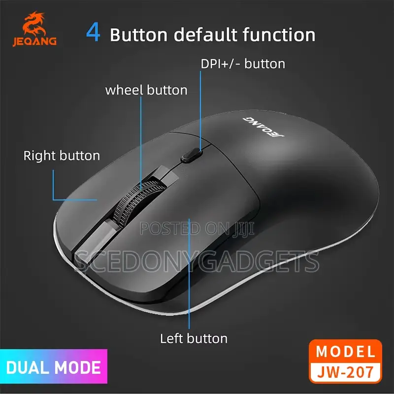 Jeqang Jw-207 Bt 2.4g Dual-Mode Wireless Mouse Optical Sensor