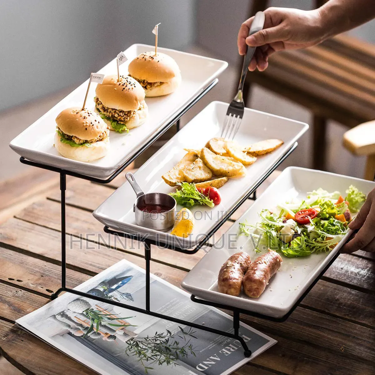 Server Tray Display Serving Dishes Tier Rectangular Serving Platter