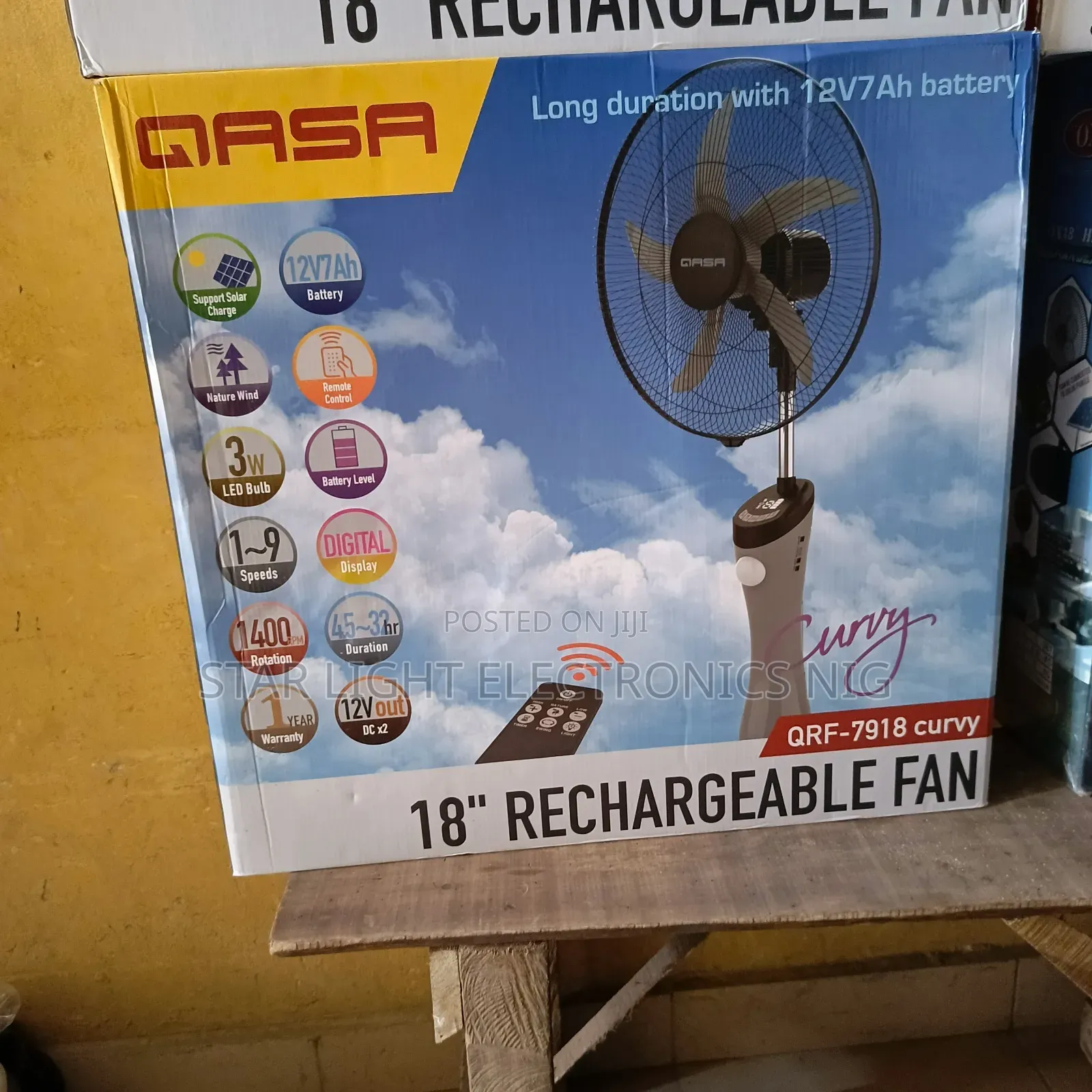 White Rechargeable Fan 18 Inches