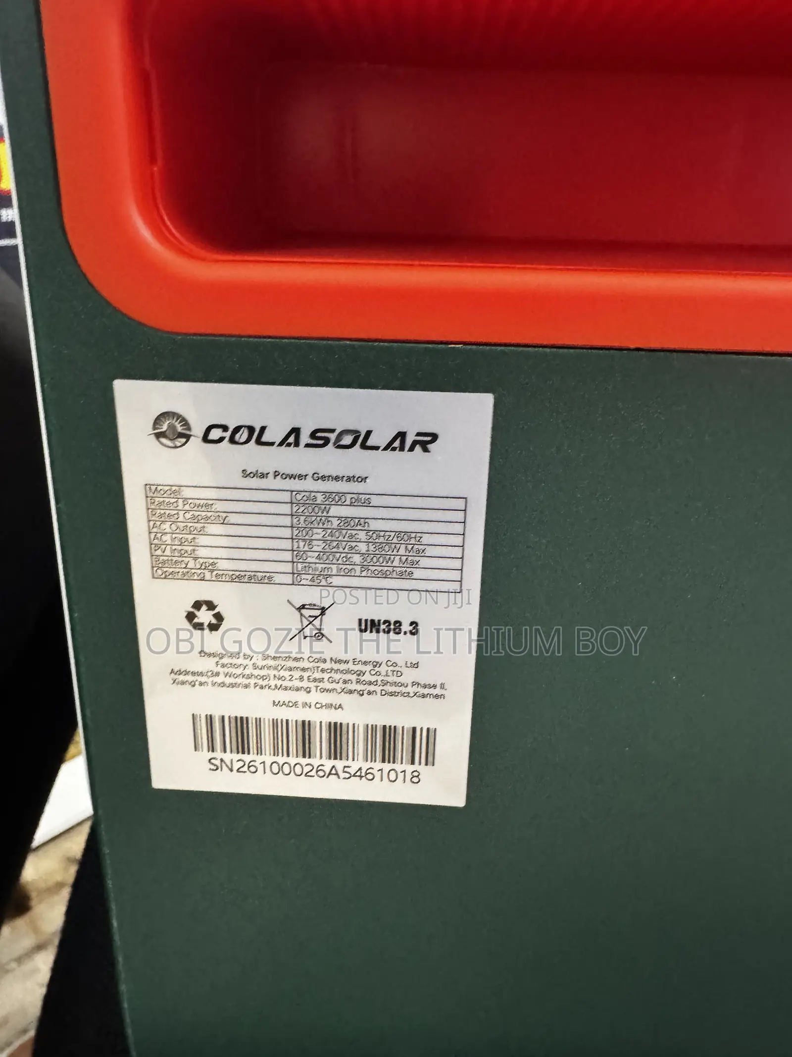 3.6kwh Pluse + With A 2200w Cola Solar Power Station Lithium Battary
