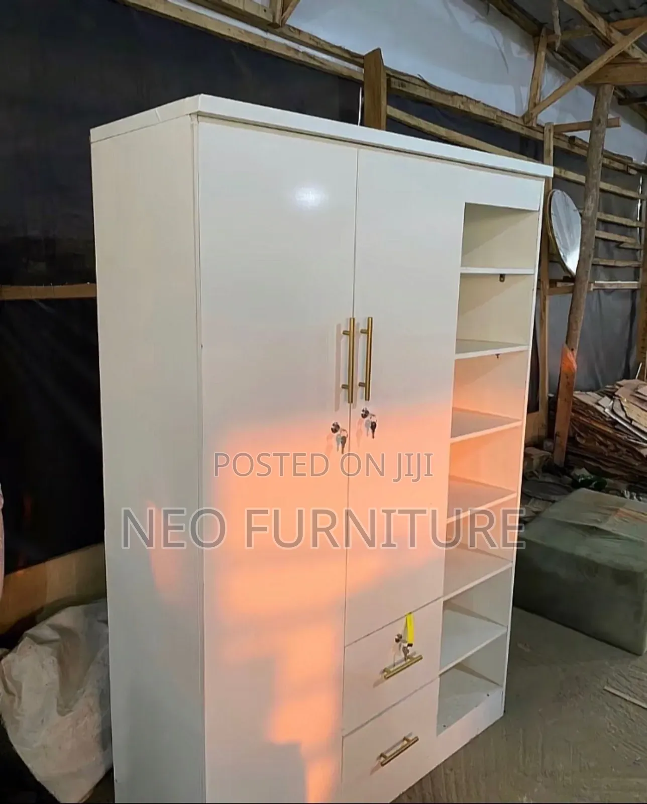 Double Door Wardrobe With Shoe Rack